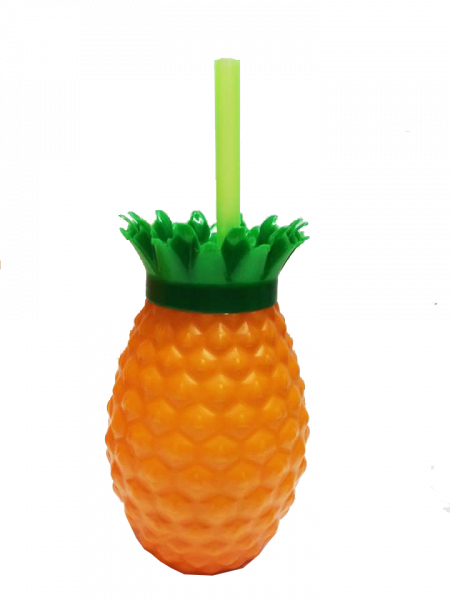 Copo De Abacaxi C/ Canudo 500ml Ref - Copo De Abacaxi Com Canudo Atacado (450x600), Png Download