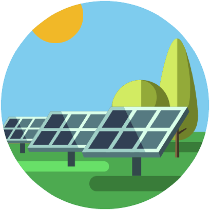 Introducing Community Solar - Solar Farm Clip Art (414x414), Png Download