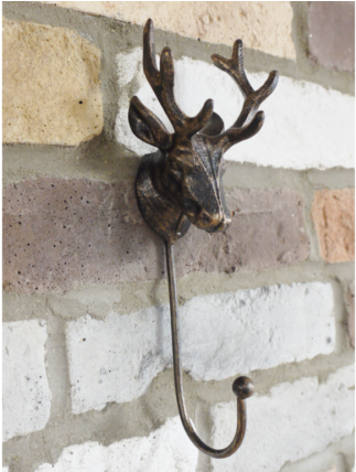 Shabby Cast Iron Antique Style Rustic Stag Deer Coat (640x427), Png Download