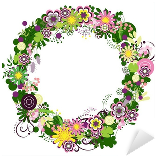 Vector Summer Stylized Floral Wreath Sticker • Pixers® - Wreath (400x400), Png Download