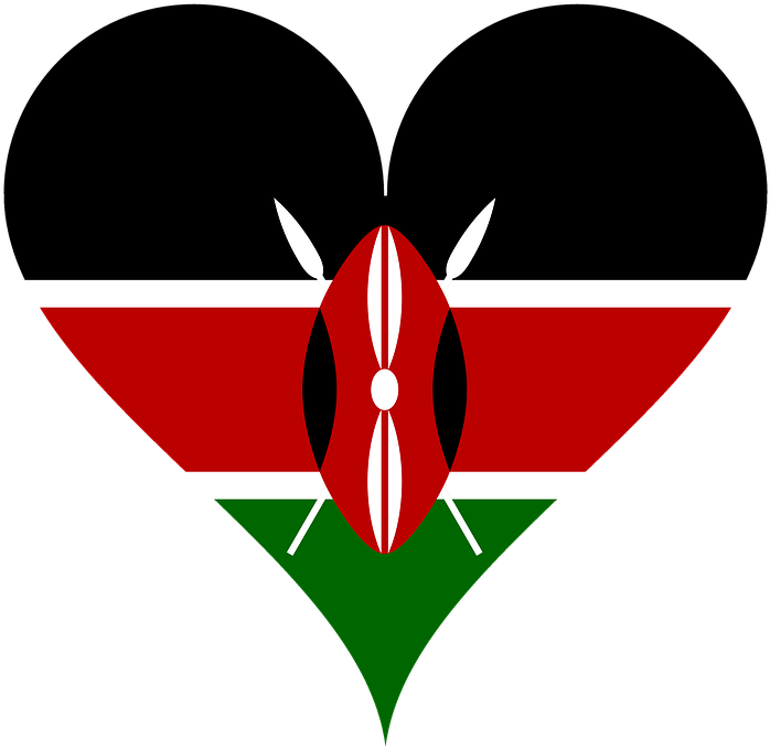 Heart, Love, Flag, Shield, Spear, Spears, East Africa - Kenya Flag Paint (741x720), Png Download