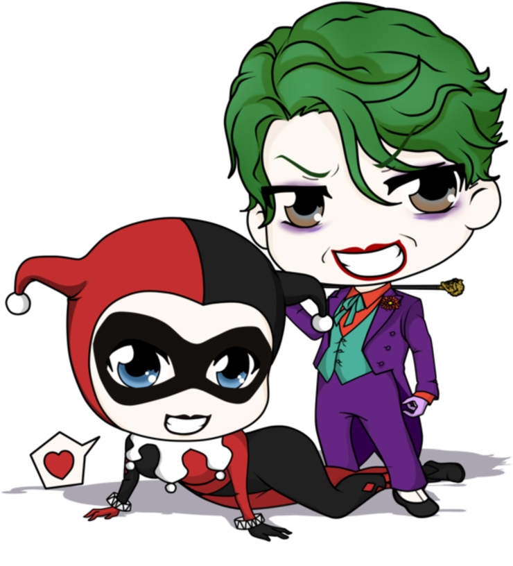 Freetoedit Chibi Harleyquinn Jocker - Guason Y Harley Quinn Png (800x957), Png Download