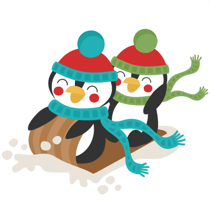 Penguins Sledding Winter Svg Scrapbook Cut File Cute - Winter Clipart (432x432), Png Download