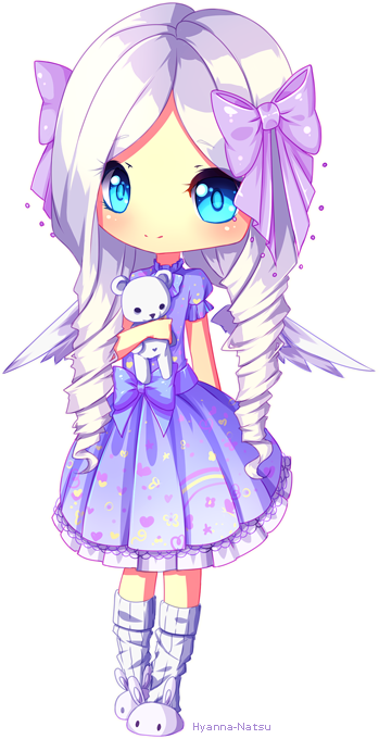 Jigsu By Hyanna-natsu On Deviantart - Chibi Anime Girl Purple Hair (349x680), Png Download