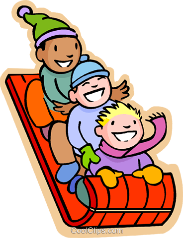 Sledding Clipart Sledding Clip Art - Tobogganing Clipart (368x480), Png Download