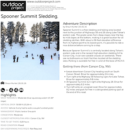 Spooner Summit Sledding Field Guide - Bridal Veil Falls Park Oregon (464x600), Png Download