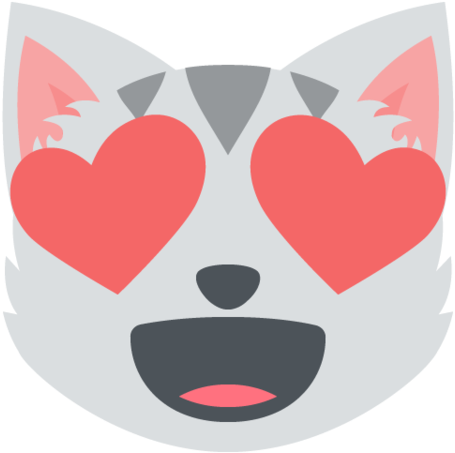 Smiling Cat Face With Heart Shaped Eyes - Cat Heart Eyes (480x480), Png Download