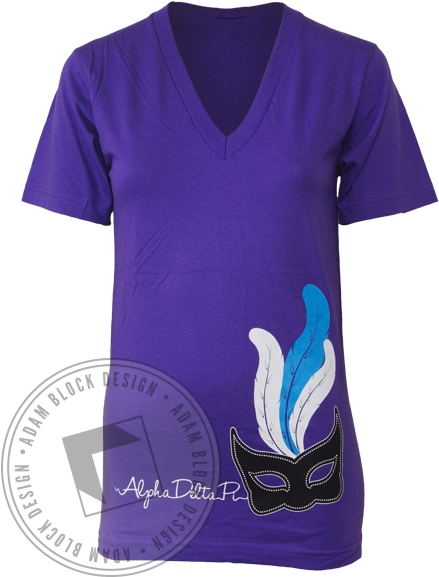 Alpha Delta Pi Masquerade V-neck - Active Shirt (464x585), Png Download
