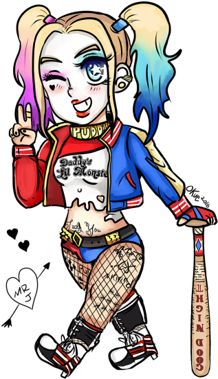 Chibi Harley Quinn From Suicide Squad In Need Of A - Harley Quinn (400x570), Png Download