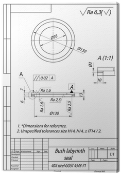 Bush Labyrinth Seal - Technical Drawing (400x400), Png Download