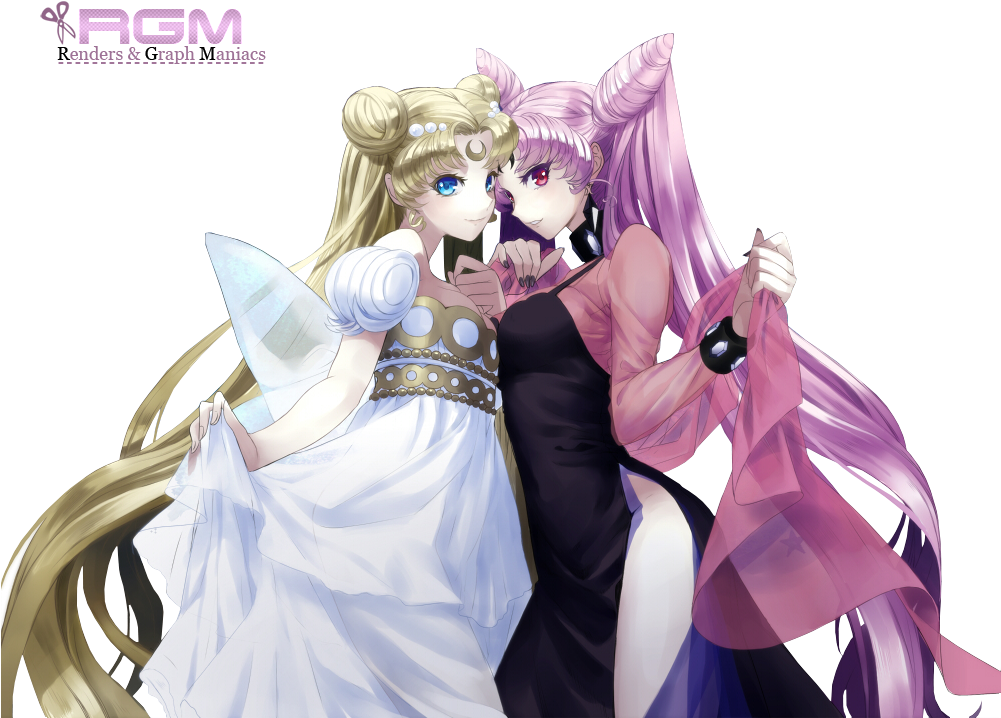 Sailor Moon And Black Lady (1000x753), Png Download