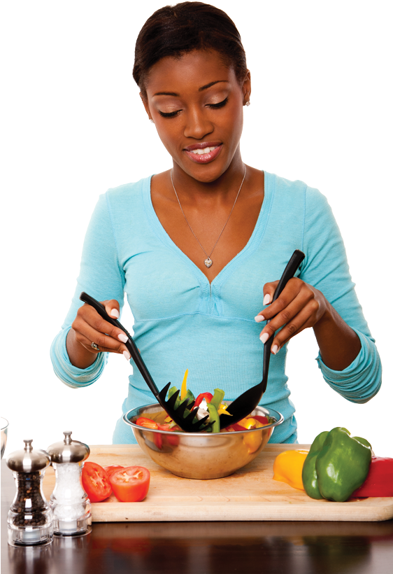 Home - Young Black Lady Cooking (561x842), Png Download