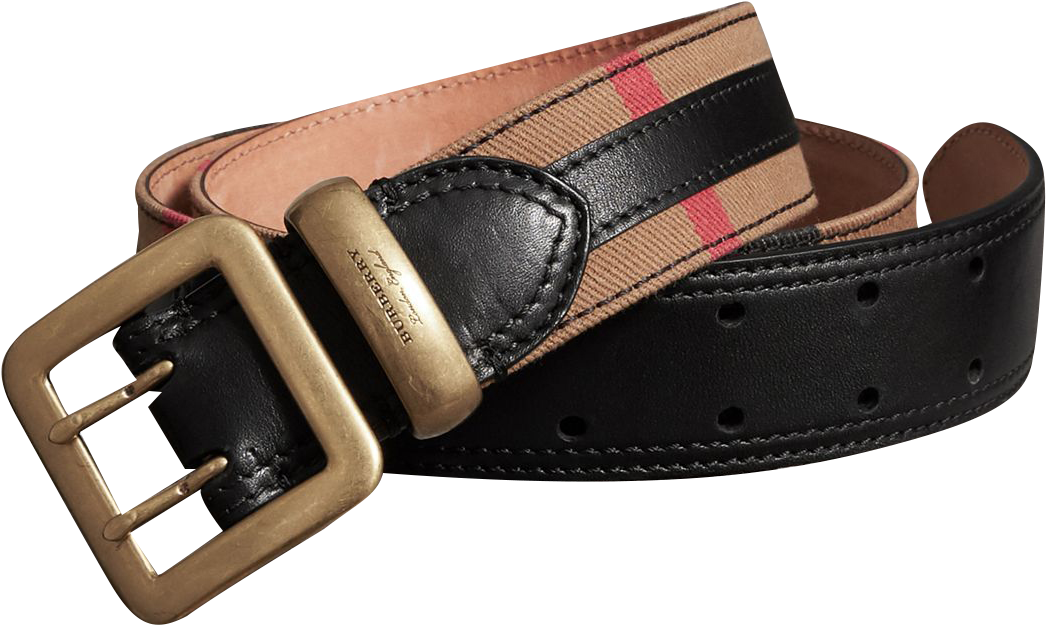 Burberry Topstitched House Check And Leather Women's - Burberry Women Belt (2010x2010), Png Download