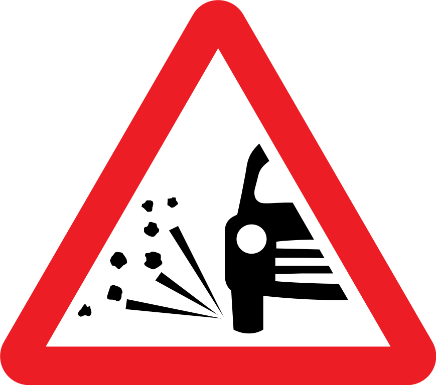 Loose Gravel Road Sign (869x768), Png Download