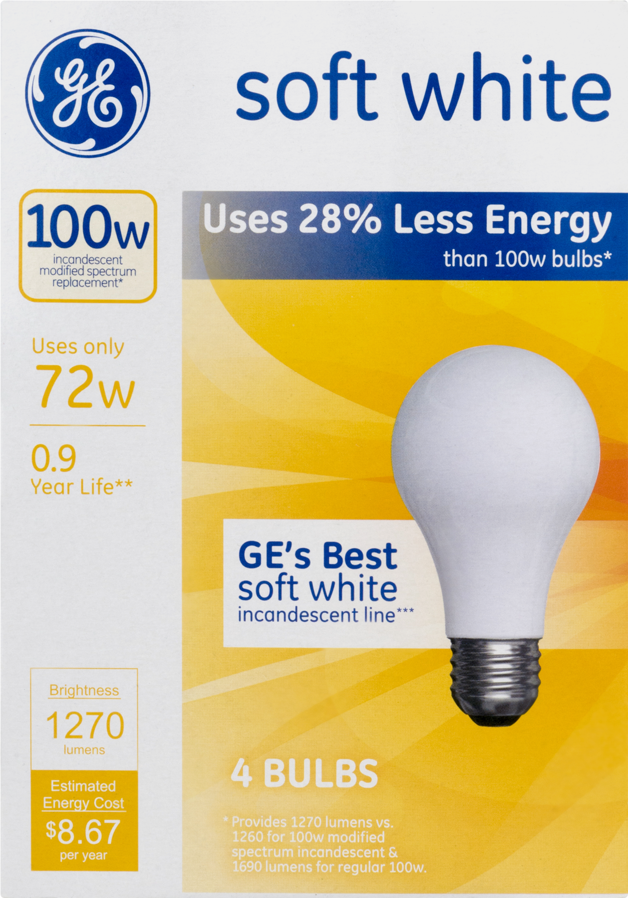 Ge, Gel66249, Lighting Energy-eff Soft White 72w A19 - Ge 15 Watt Soft White Light Bulbs (1800x1800), Png Download