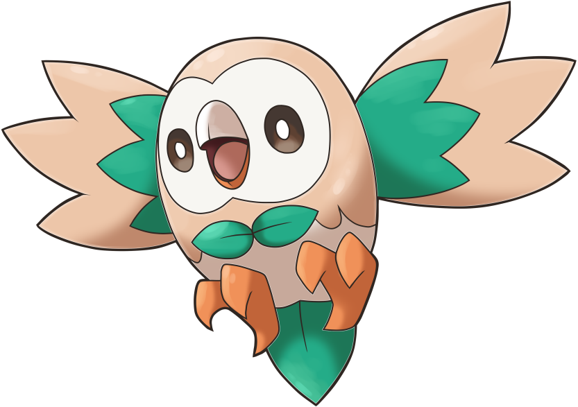 Flying Gen 7 Owl Pokemon Pokemon Sm Pokemon Sun And - Rowlett Pokemon Png (850x601), Png Download