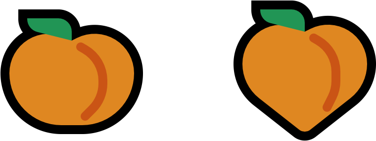 Two Peach Emoji Side By Side (1200x450), Png Download