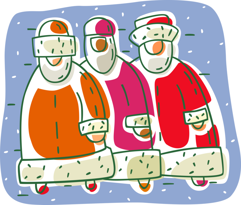 Vector Illustration Of Three Wise Men In Santa Suits - Design (826x700), Png Download