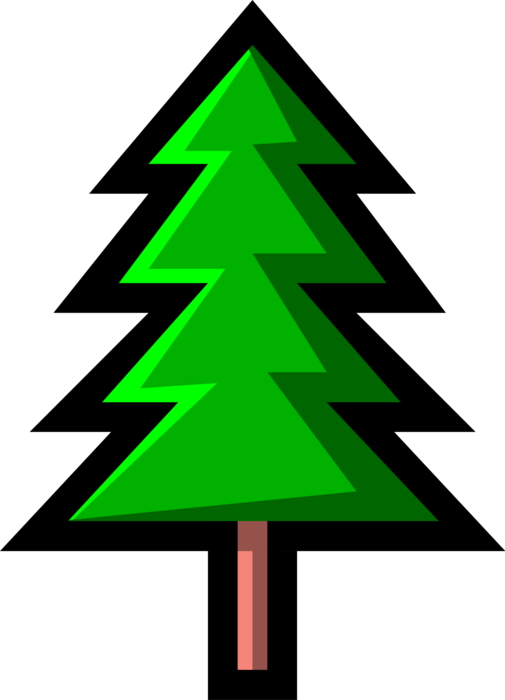 Vector Illustration Of Coniferous Evergreen Fir Pine - Christmas Tree (505x700), Png Download
