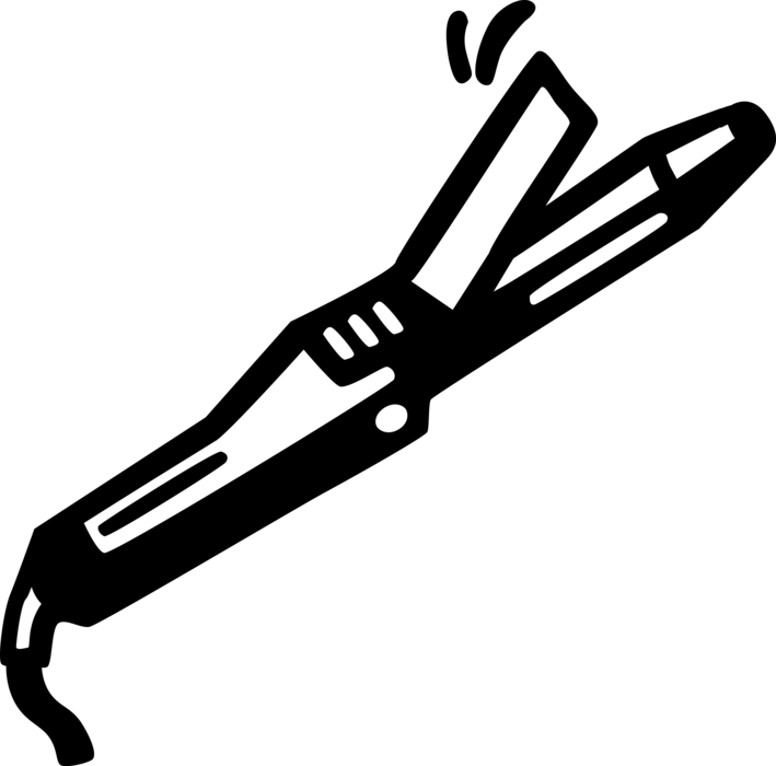 Vector Illustration Of Electric Hair Iron Or Curling - Vector Graphics (709x700), Png Download