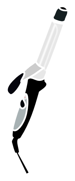 Curling Iron Black And White Clipart - Curling Iron Clipart (246x593), Png Download