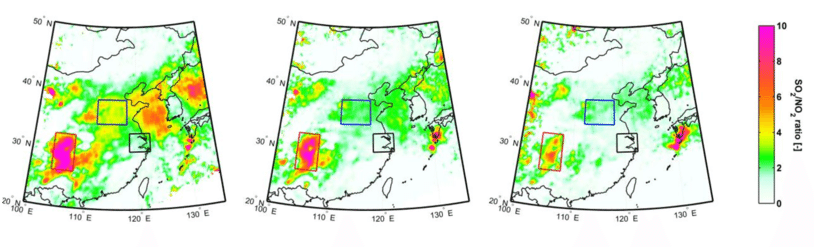 3 Year Average So2/no2 Ratio Maps For 2005 2007 , 2009 - Atlas (850x303), Png Download
