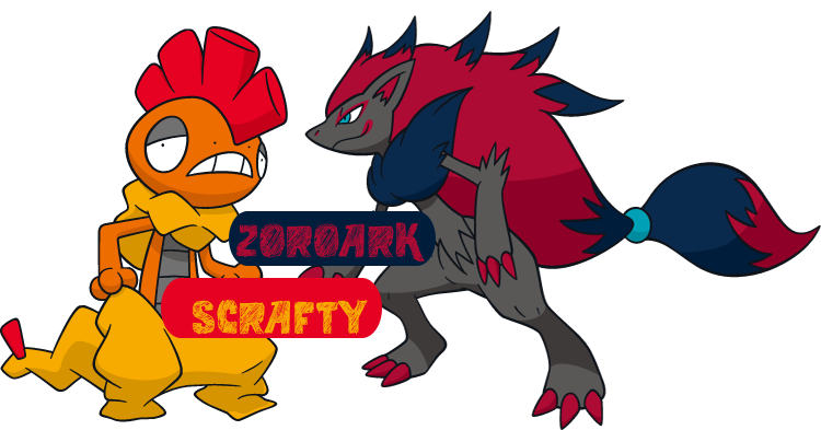 Scrafty And Zoroark (750x393), Png Download