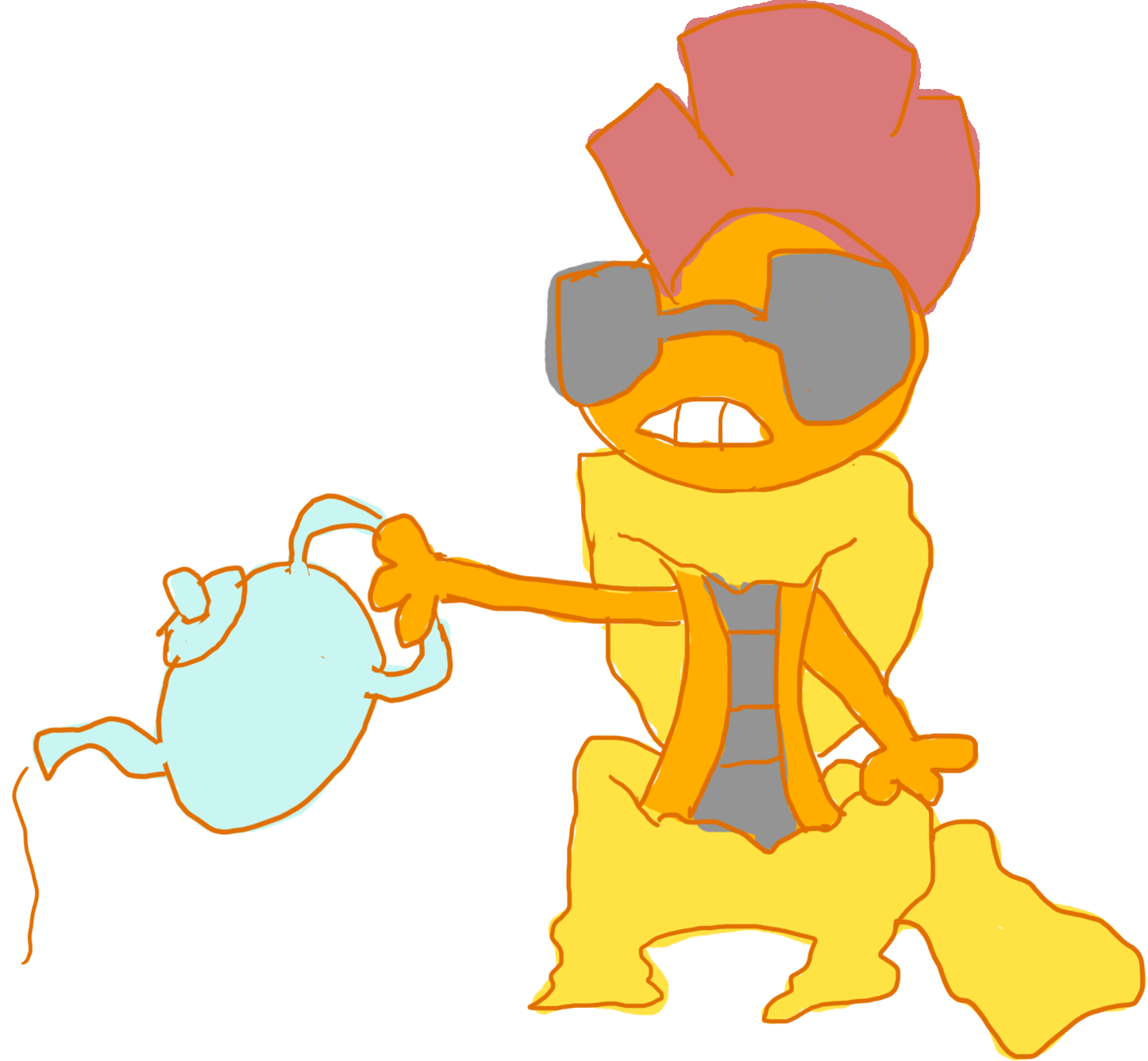 A Swaggy Scrafty Pouring Tea On The Ground - Game (1446x1336), Png Download