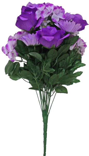 21” Rose/hydrangea/ Gerbera Bush ~ Purple - Canterbury Bells (375x615), Png Download