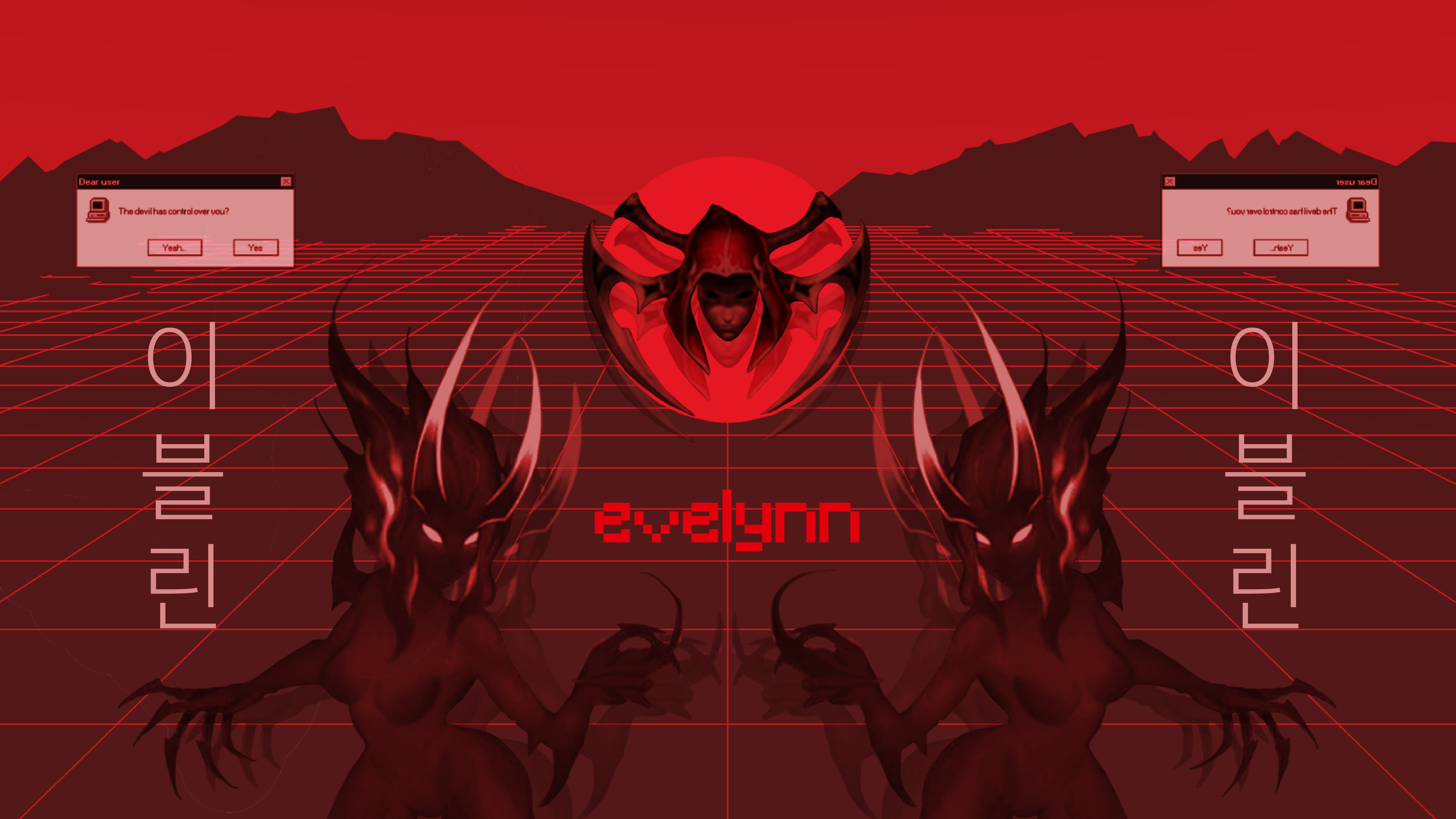 Evelynn Vaporwave Background, Wallpaper, League Of - Red Vaporwave (8000x4500), Png Download