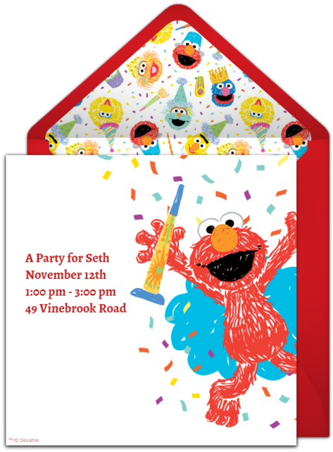 Elmo Scribble Online Invitation - Sesame Street Healthy Habits Stickers - 75 Per Pack (650x650), Png Download