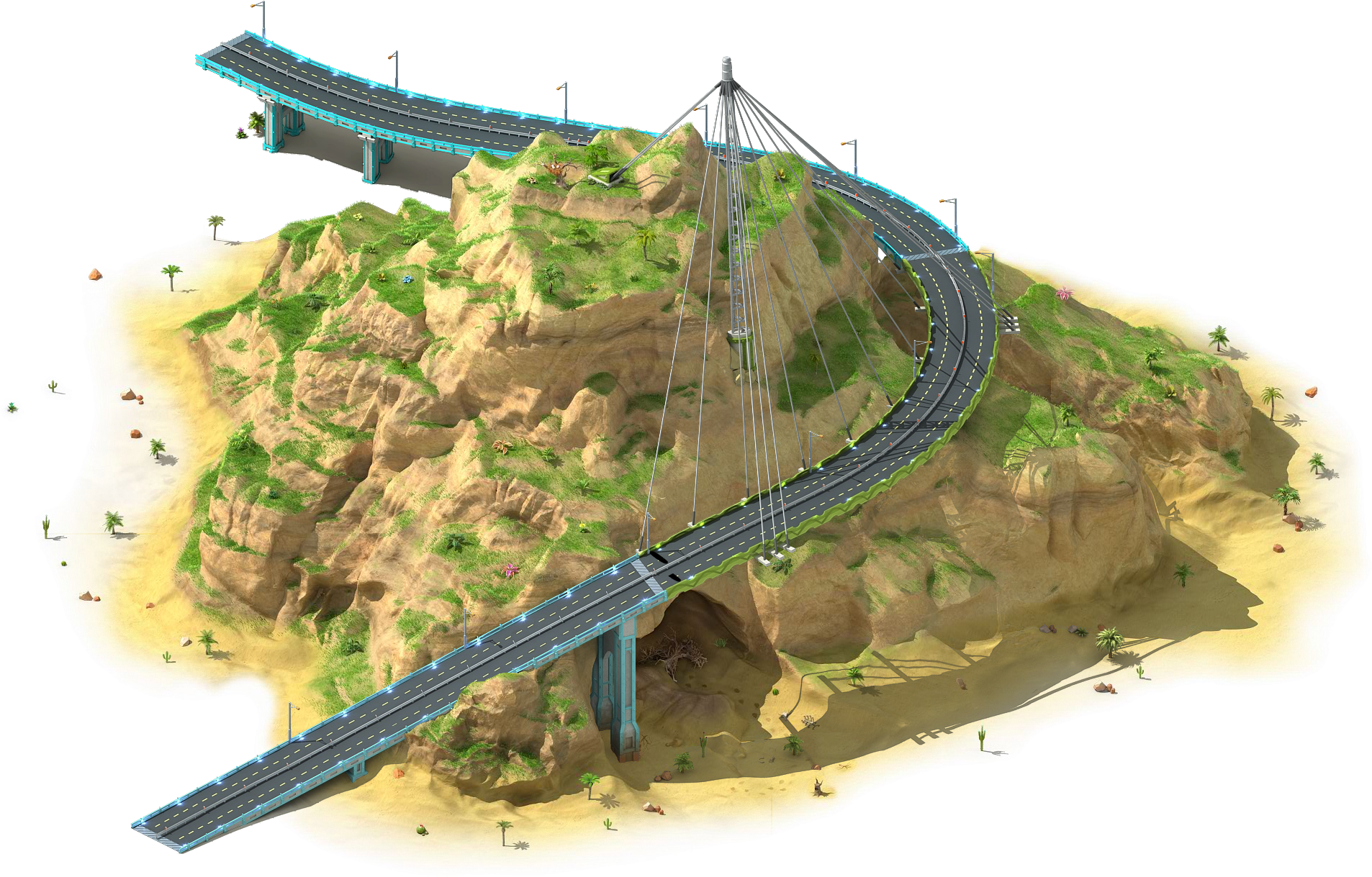 Suspension Bridge Full (1906x1219), Png Download