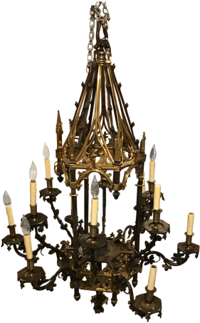 Gothic Revival Gilt And Patinated Bronze Chandelier - Chandelier (736x460), Png Download