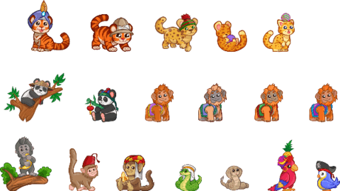 Download Click To See Printable Version Of Cute Jungle Animals - Orangutan  Pixel PNG Image with No Background 