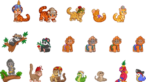 Click To See Printable Version Of Cute Jungle Animals - Orangutan Pixel (480x269), Png Download