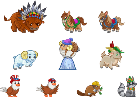 Click To See Printable Version Of Cute American Eagle, - Bison And Beaver (480x340), Png Download