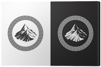 Illustration Of Mount Olympus Inside A Greek Key Canvas - Olympus Greek Logo (400x400), Png Download