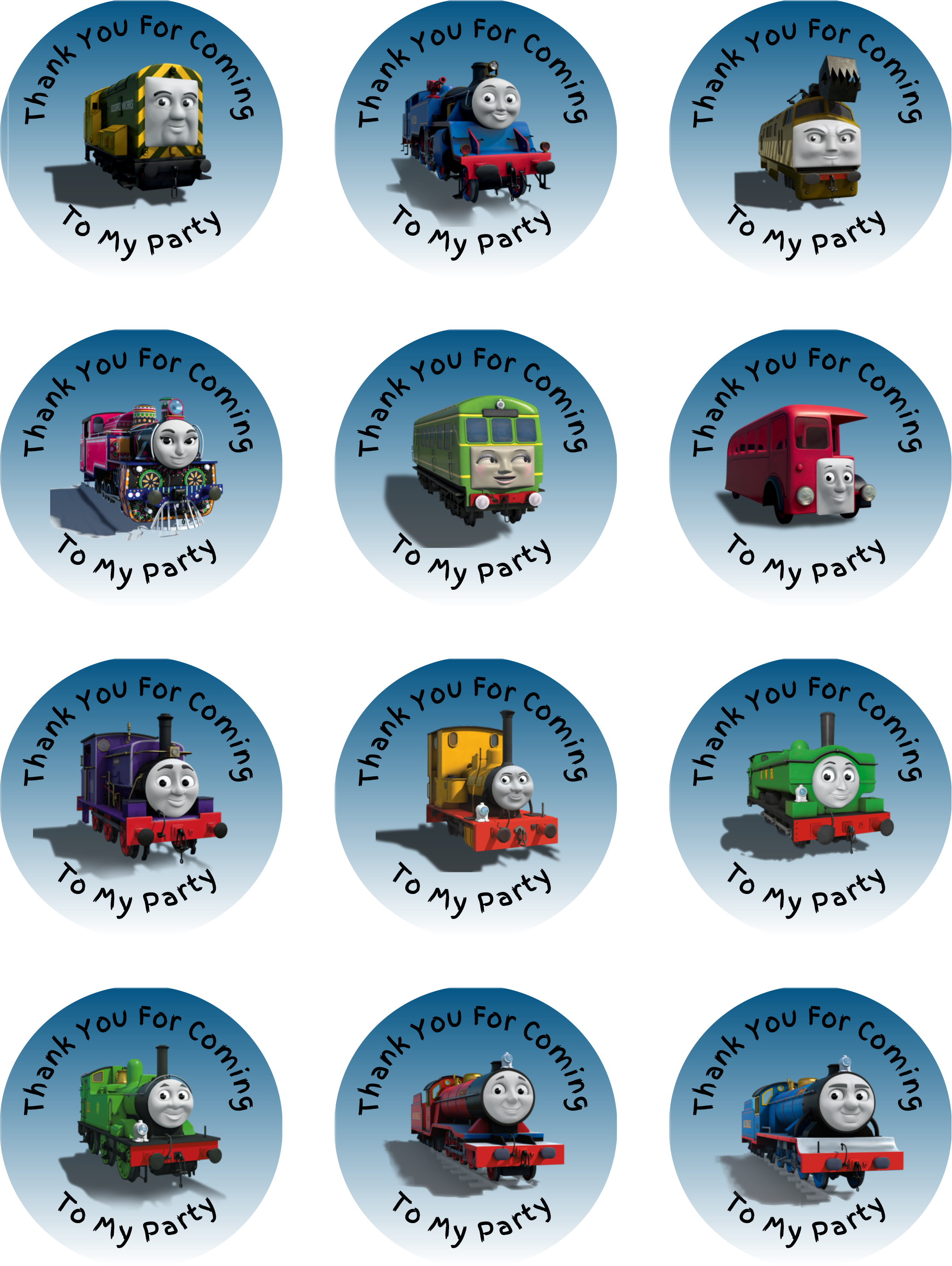 24 Thomas The Tank Engine Stickers - Thomas (2241x2981), Png Download