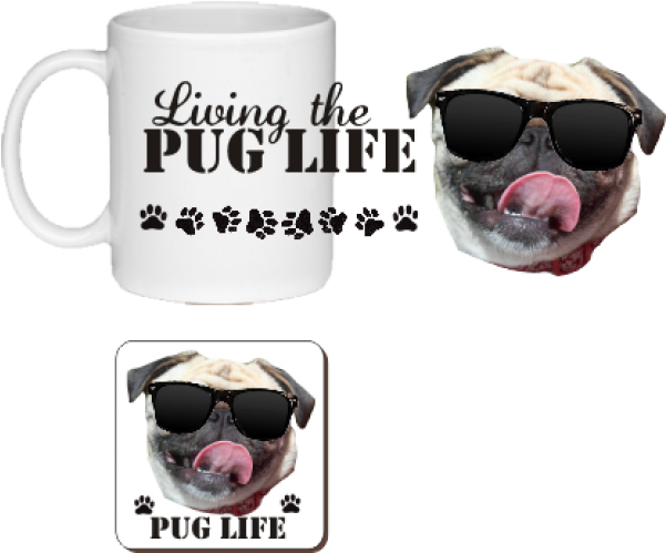 Living The Pug Life Novelty Printed Ceramic Mug And - Mr Brainwash Life Is Beautiful (600x600), Png Download