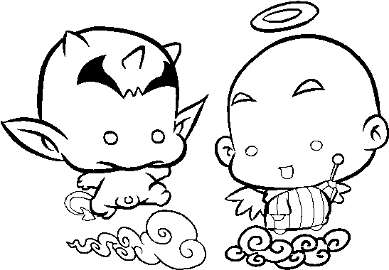 Dibujo De Ángel O Demonio Para Colorear - Angel O Demonio Dibujos (600x470), Png Download
