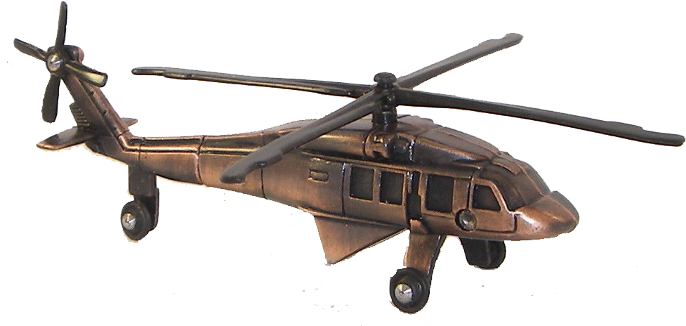 Black-hawk Military Helicopter Bronze Pencil Sharpener - Helicopter 4 Blades (1000x660), Png Download