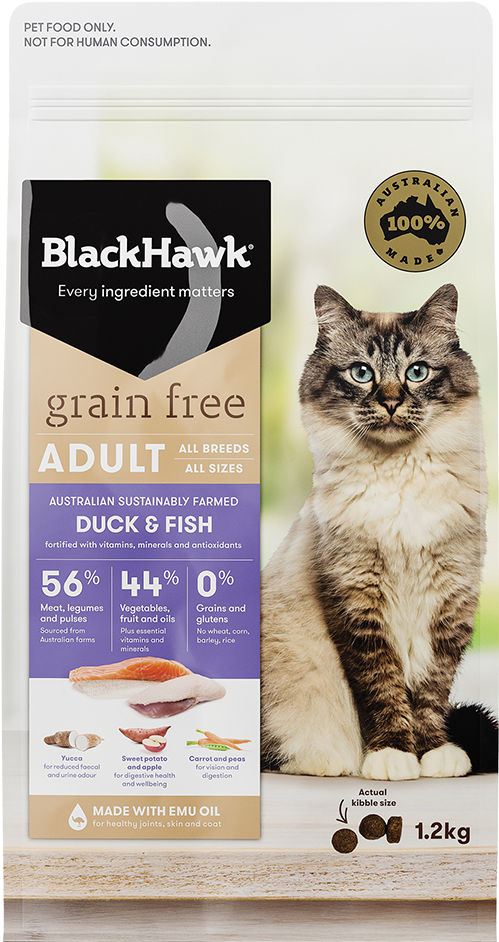 Sustainable Duck & Fish - Black Hawk Grain Free Cat Food (600x941), Png Download