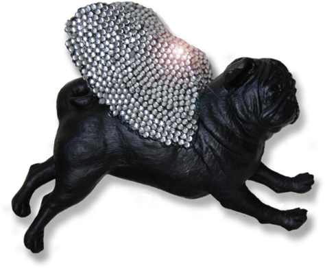 Pugs Might Fly Wall Hangings Set Of 3 Diamante Pug - Pug (480x480), Png Download