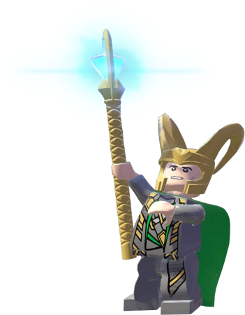 Loki Laufeyson - Lego Marvel Super Heroes Loki Staff (379x480), Png Download