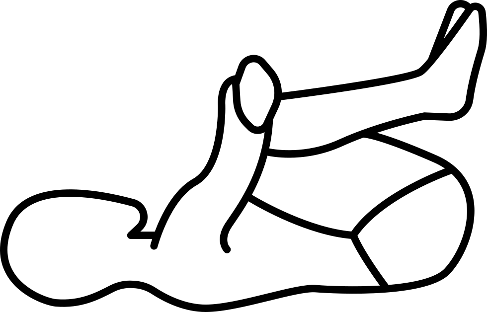 Man Laying On His Back With His Knees On His Chest - Line Art (980x628), Png Download