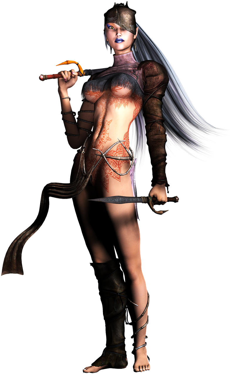 Fantasy Girl With Weapon (874x1280), Png Download
