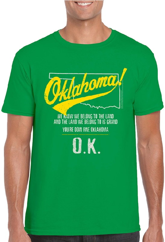 Oklahoma Unisex Irish Green Tee- Map Outline - American Peace | Us | Stars | Banners | Red | White (800x800), Png Download