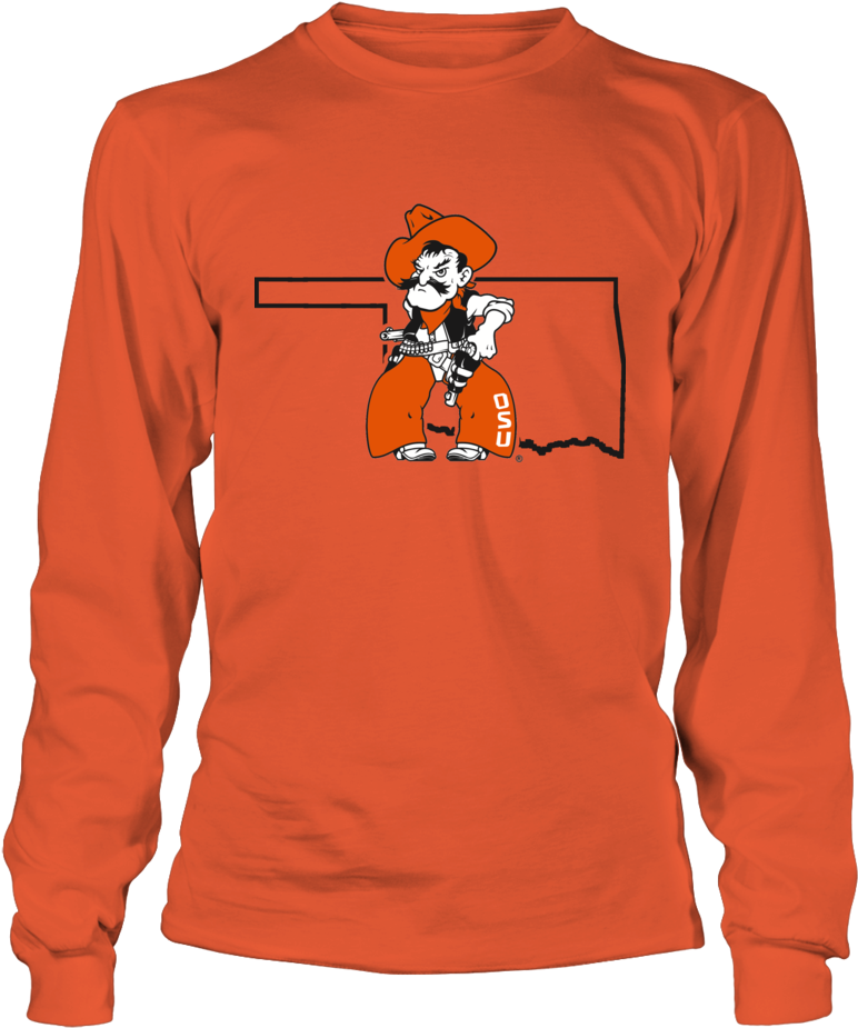 Pistol Pete In State Outline - College Flags And Banners Co. Osu Cowboys Pistol Pete (1000x1000), Png Download