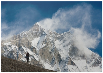 Lhotse With Windstorm, Turist And Snow Clouds Poster - Everest (400x400), Png Download