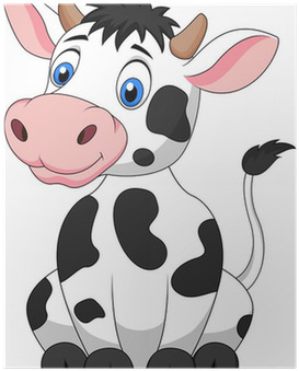Cartoon Cow Sitting (400x400), Png Download